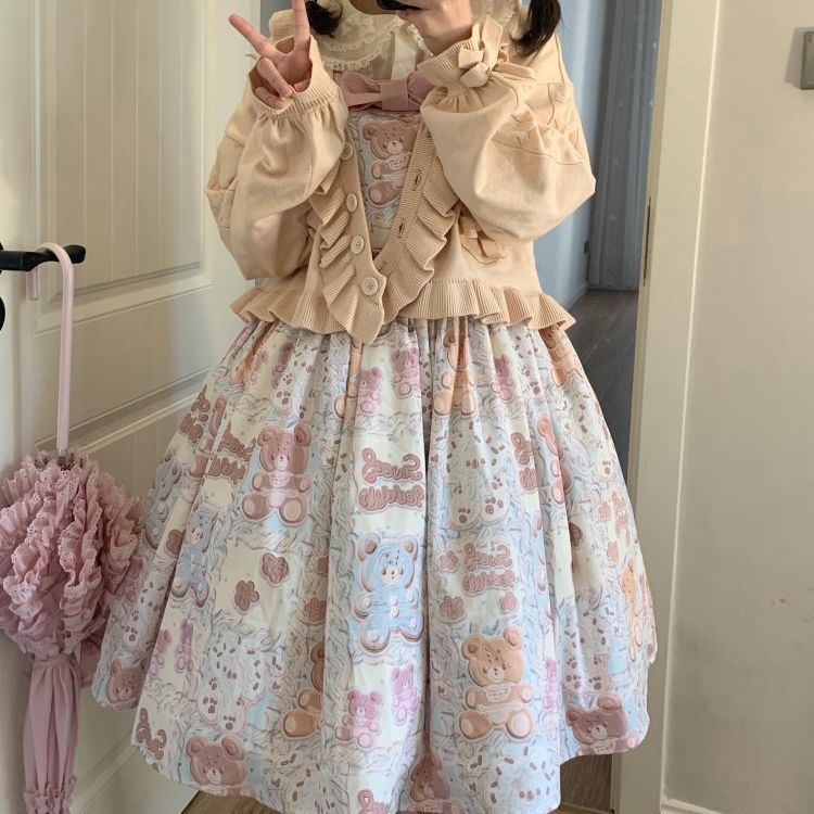 Đầm Lolita Hai Dây Màu Macaron