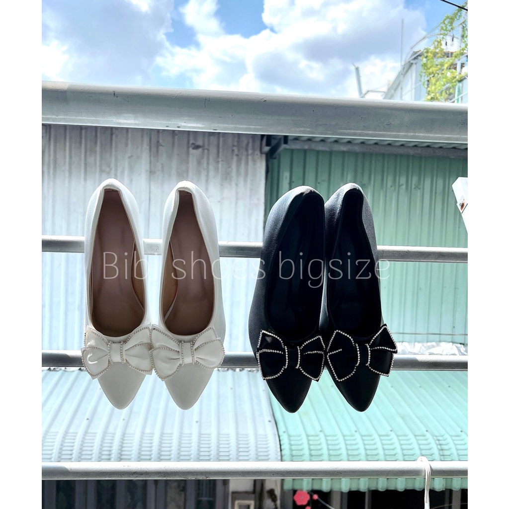 Giày nữ cao gót vuông nơ xinh 7 cm bigsize 40-44