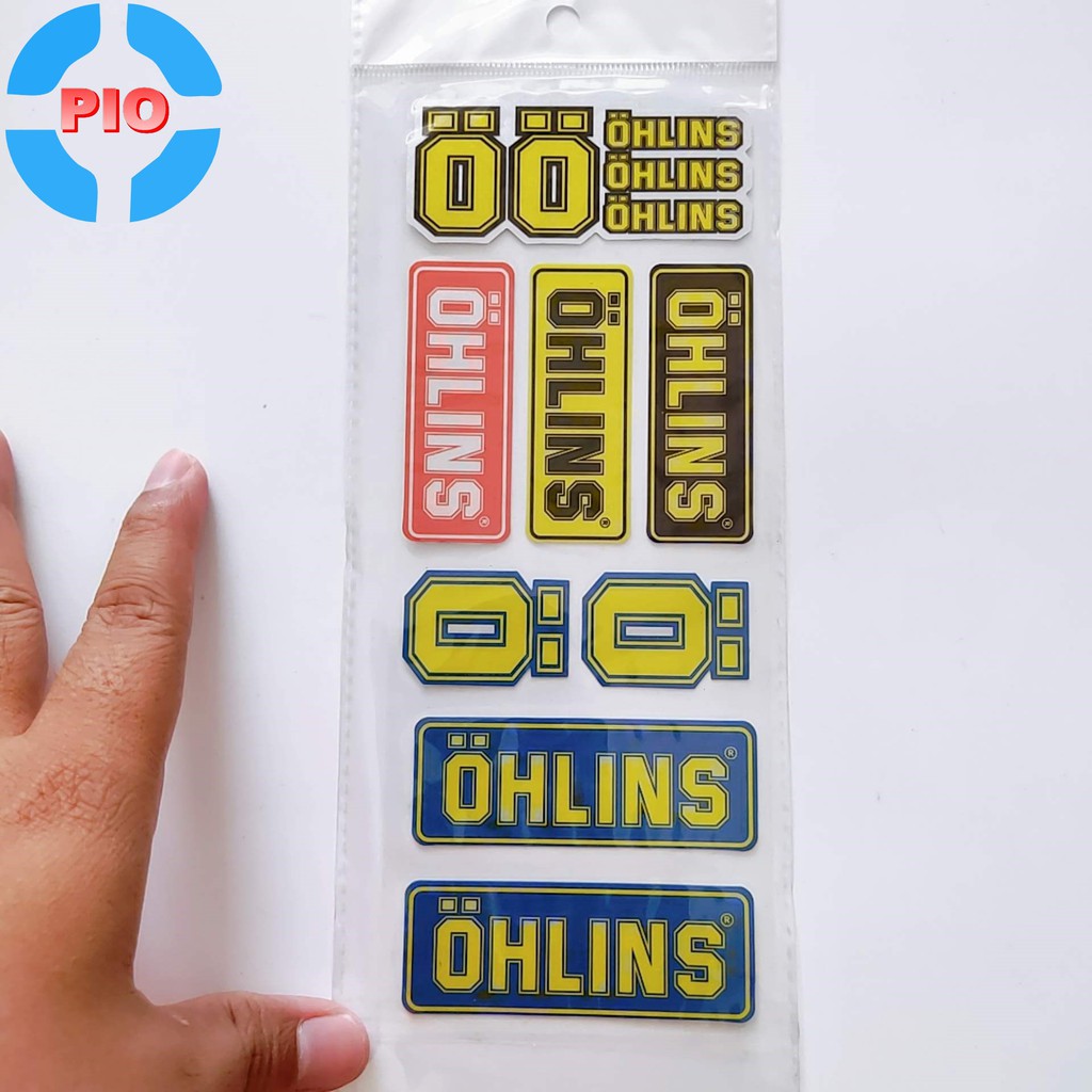 Bộ Tem Sticker OHLINS Phản Quang Cao Cấp Dán Xe Máy, Ô Tô, Mũ Bảo Hiểm, Chống Thấm Nước, Chống Bay Màu