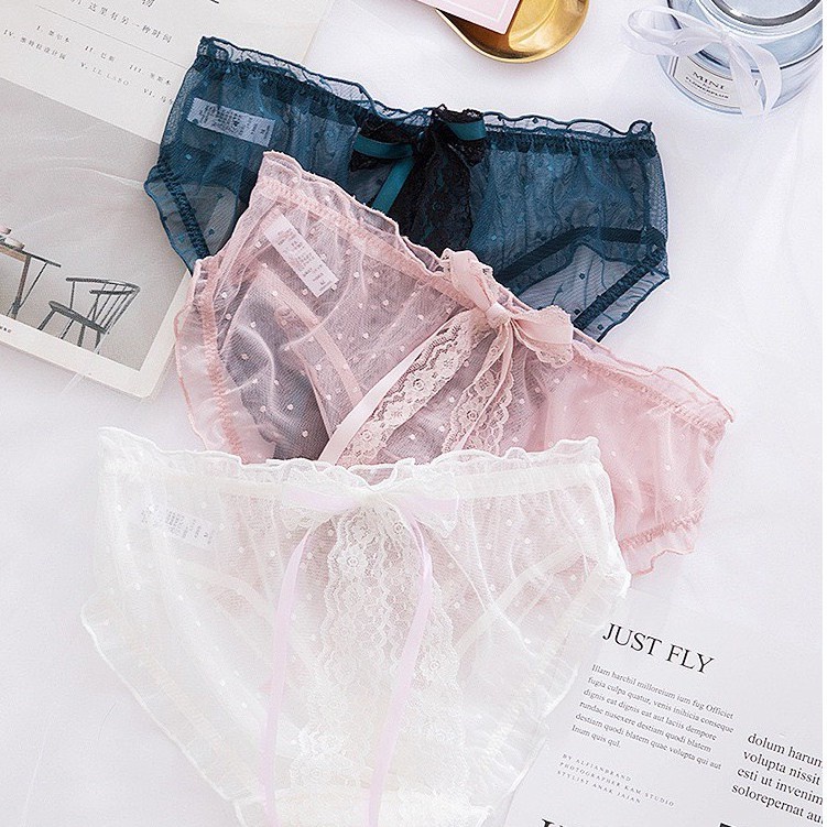 Quần Lót Nữ Ren Sexy Cao Cấp mềm mại chấm bi đính nơ điệu đà gợi cảm mẫu C883