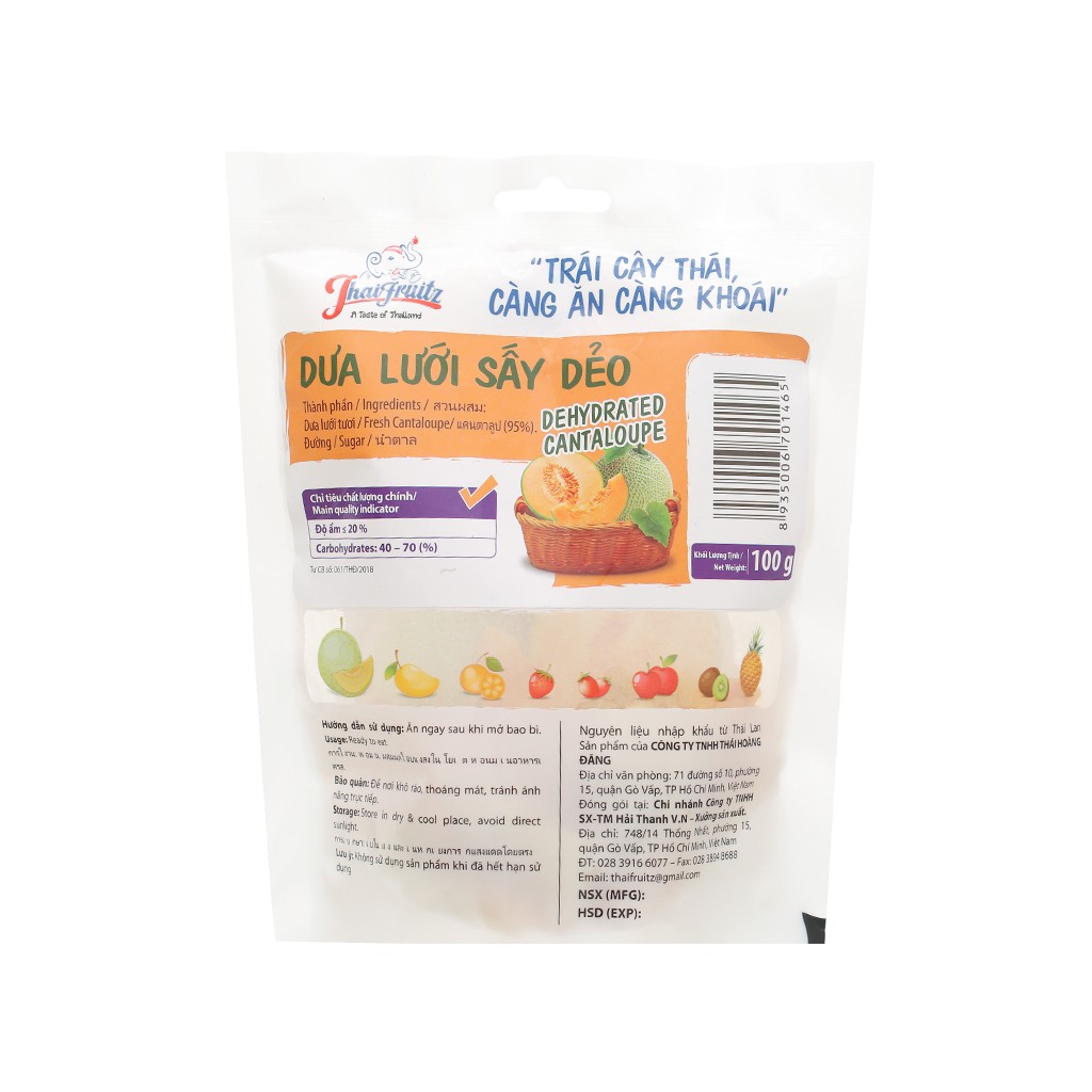 Dưa lưới sấy dẻo Thaifruitz gói 100g