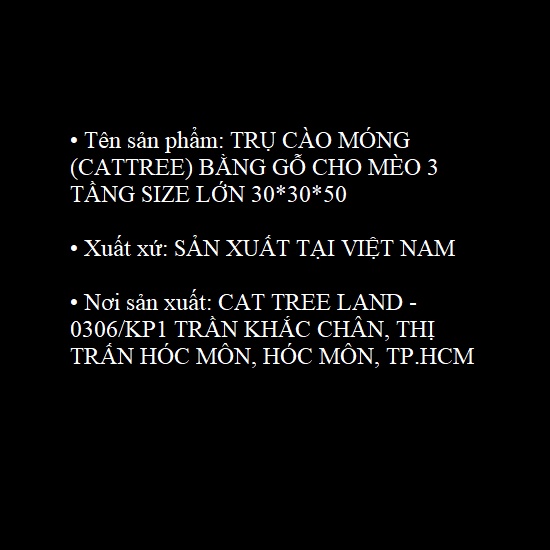 TRỤ CÀO MÓNG (CATTREE) BẰNG GỖ CHO MÈO, 3 TẦNG SIZE LỚN 30*30*50 - NHÀ CÂY CHO MÈO MÀI MÓNG