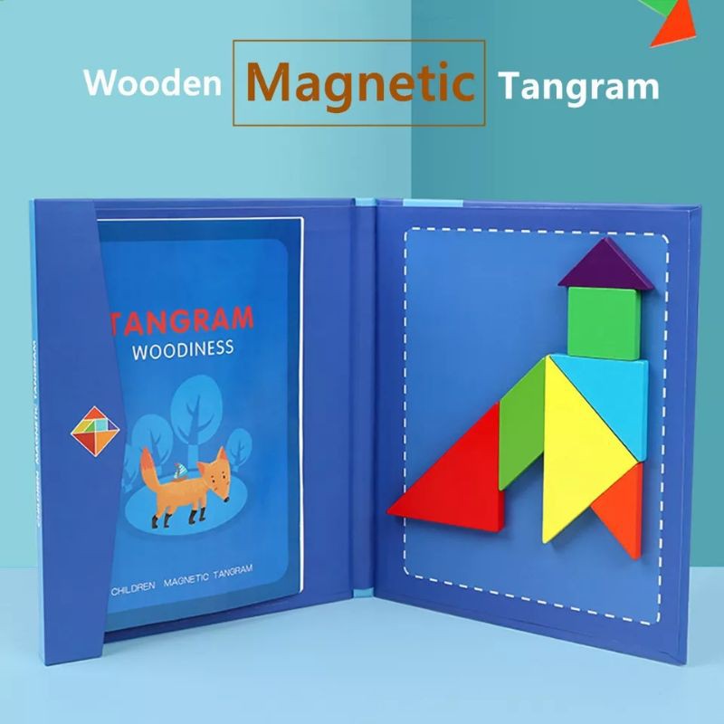 Đồ chơi xếp hình gỗ Tangram 7 mảnh nam châm cho bé phát triển tư duy