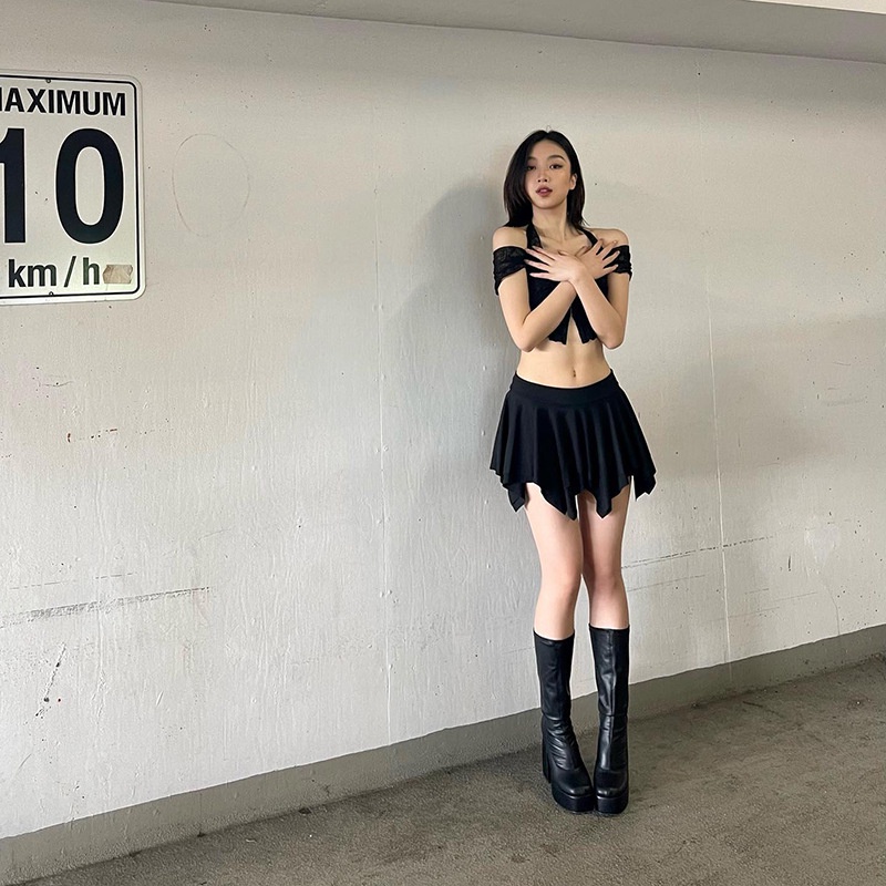 Bộ Áo Hở Vai + Chân Váy Mini y2k Thời Trang Quyến Rũ Cho Nữ