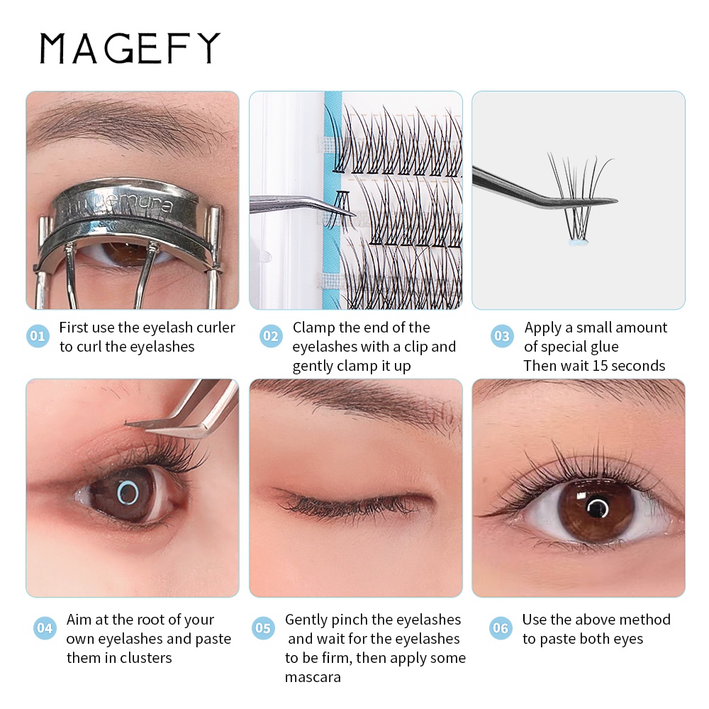 [Hàng mới về] Bộ lông mi giả MAGEFY 11-14mm màu đen 324 sợi tổng hợp kiểu dáng cong chữ c