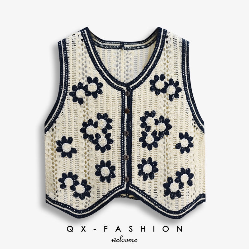 Áo Khoác Cardigan Dệt Kim Không Tay Thêu Họa Tiết Thời Trang Thu Đông Cho Nữ