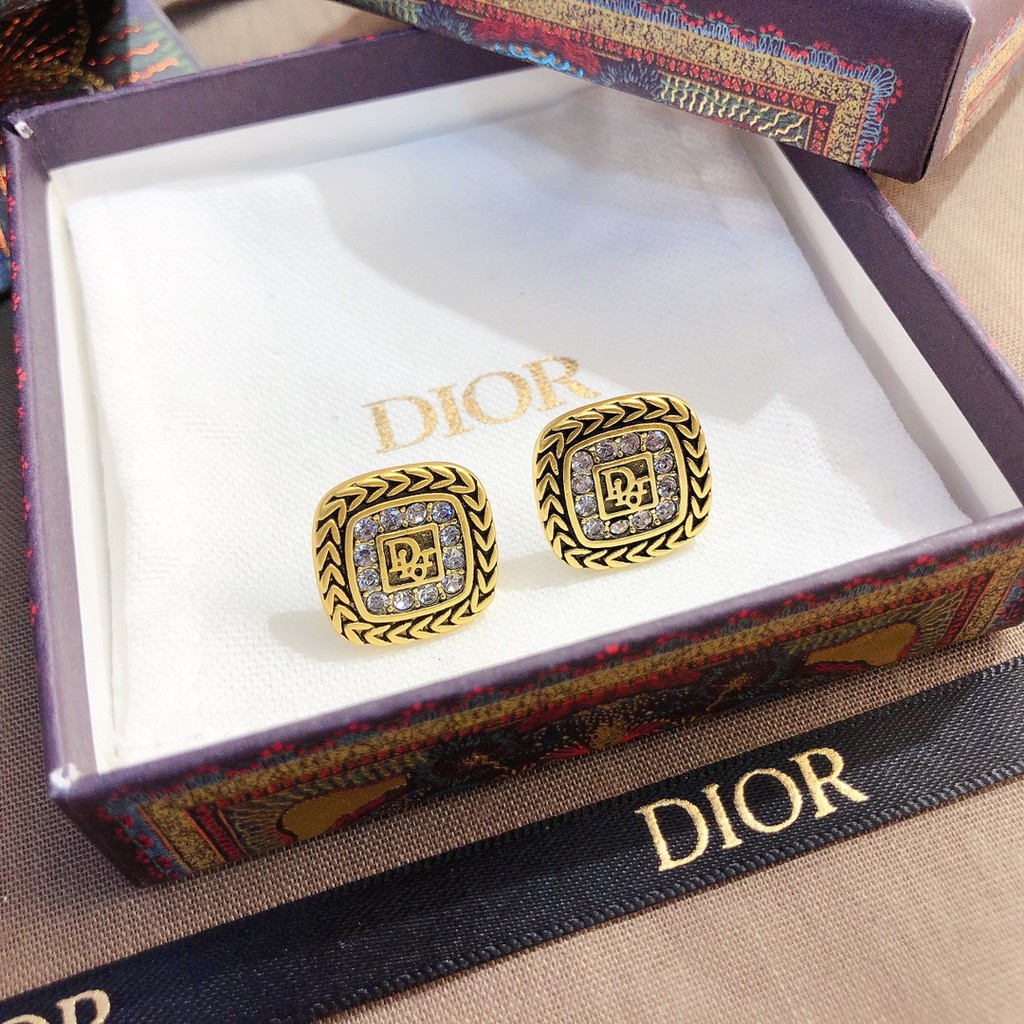 Dior Bông Tai Chữ Đính Đá Thời Trang Cho Nữ