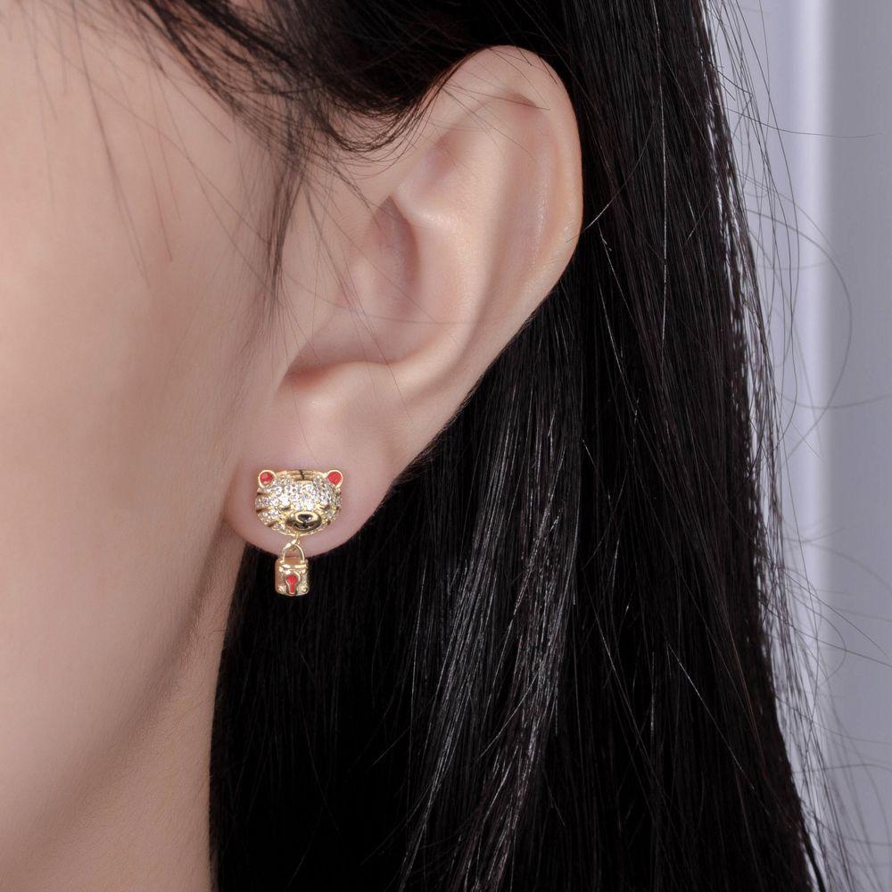 Hoa Tai Hình Con Hổ Mini Phong Cách Hàn Quốc Sang Trọng Đơn Giản Cho Nữ