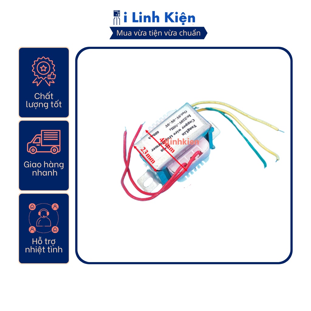 Biến áp nguồn đối xứng 9V 600mA dây đồng