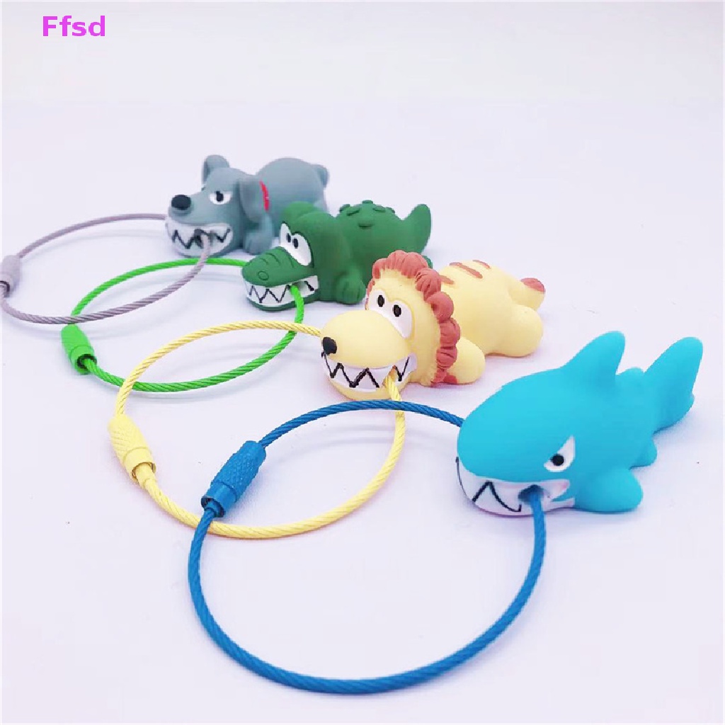 {Ffsd} Móc Khóa Dây Thép Hình Động Vật Cá Sấu / Sư Tử Đáng Yêu