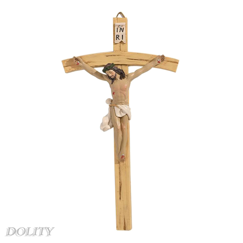 Phụ kiện treo tường trang trí nội thất hình thánh giá chúa Jesus kiểu gỗ