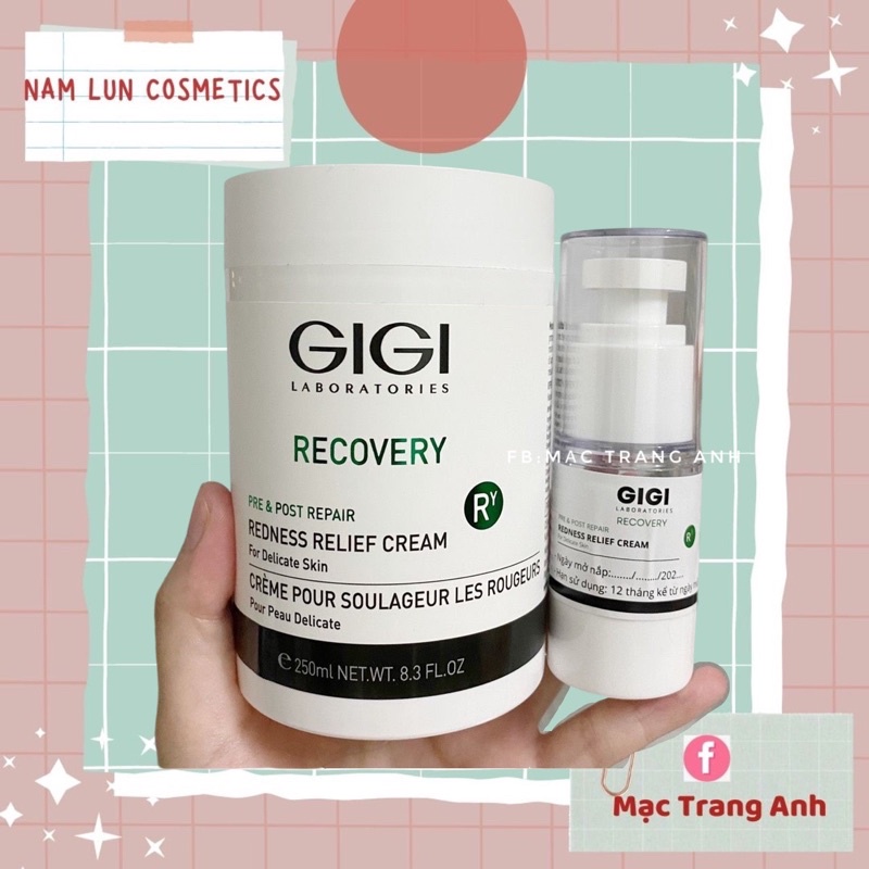 Kem dưỡng phục hồi và làm dịu da Gigi Recovery Redness Relief cream