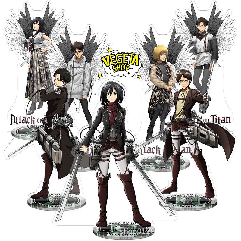 Mô Hình Tượng Standee Acrylic Mica 2 mặt - Attack On Titan - Eren Mikasa Armin Erwin Levi Hange Bertolt Annie Reiner AOT