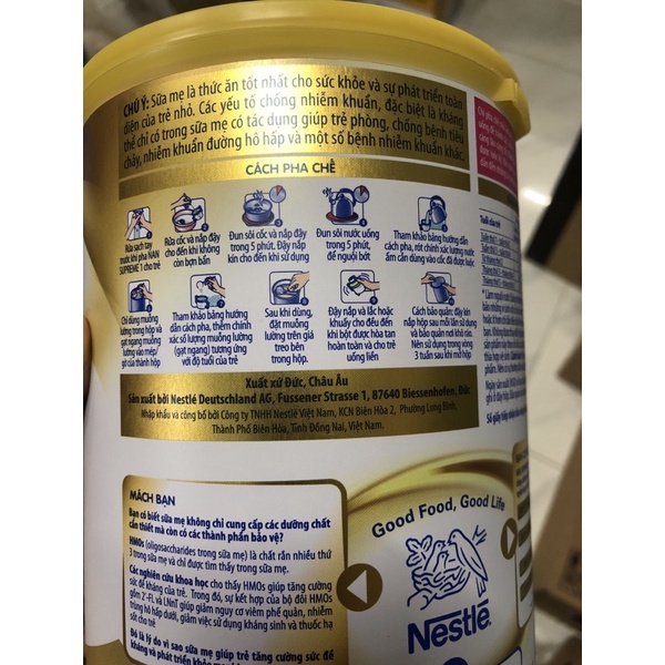 Sữa bột Nestle NAN SUPREME 1 800g mẫu mới