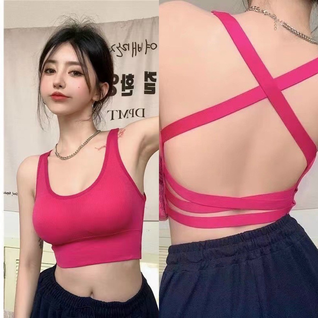 Áo Bra Nữ ❤️FREESHIP❤️Áo Ba Lỗ có dây đan chéo lưng điệu đà nâng Ngực kiểu trẻ trung gợi cảm mã BRA08