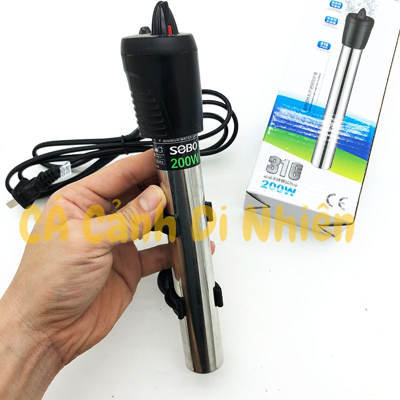 Cây sưởi ấm hồ cá vỏ inox 200W SOBO HJ-200 HJ200 cho hồ bể cá