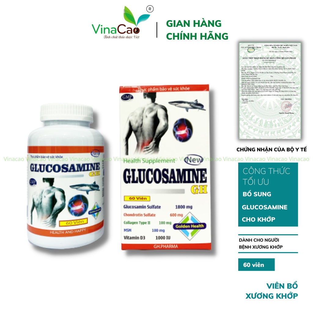 (60 viên) Viên uống bổ sung Glucosamine GH - Tăng cường dịch khớp, hỗ trợ làm chậm thoái hóa khớp
