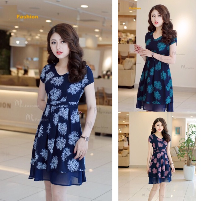 Đầm xòe 2 lớp xếp ly eo cao cấp V58 | BigBuy360 - bigbuy360.vn