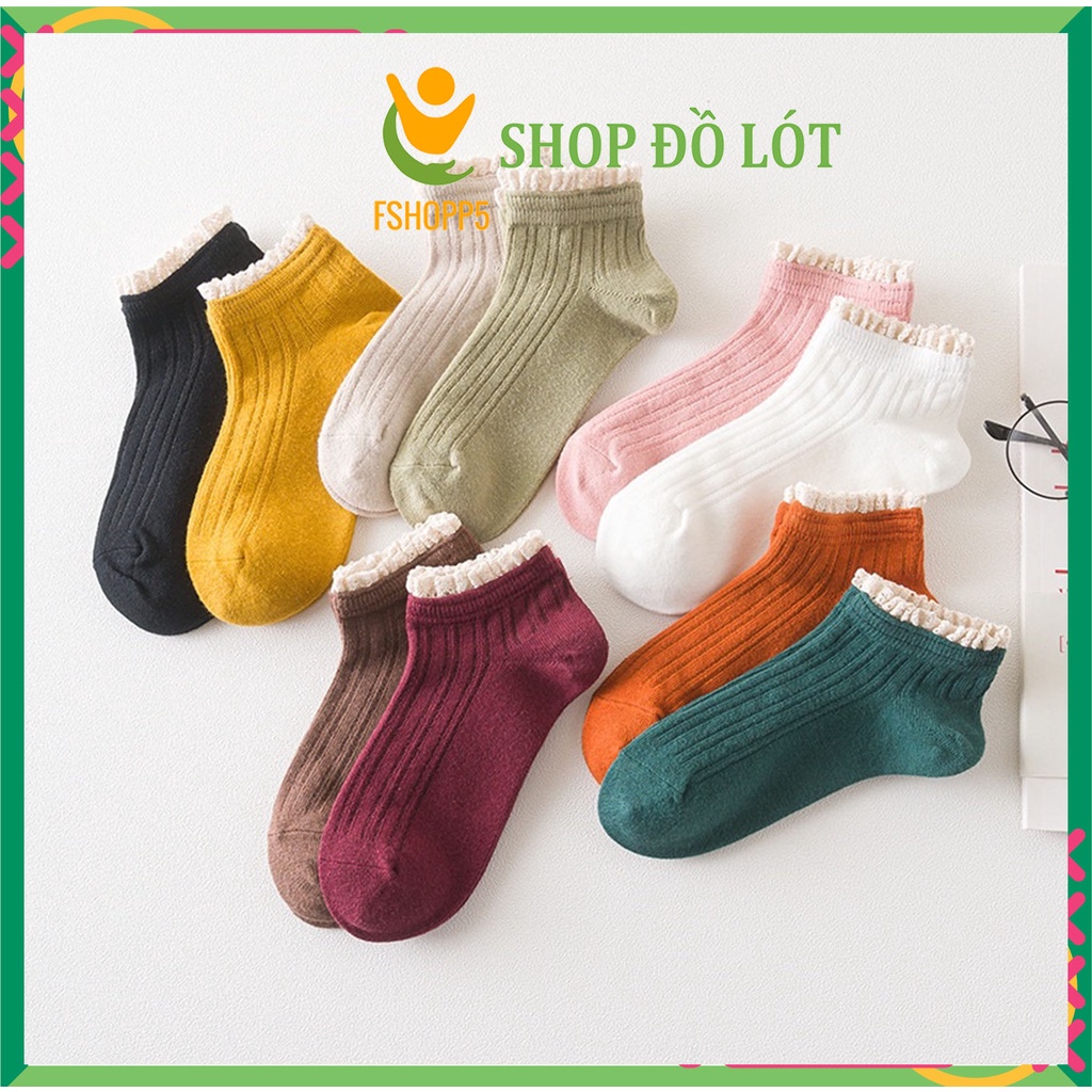 SET 5 đôi Tất chân nữ cổ Bèo nhún cổ ngắn nhiều màu đẹp kiểu hàn quốc TATNU12