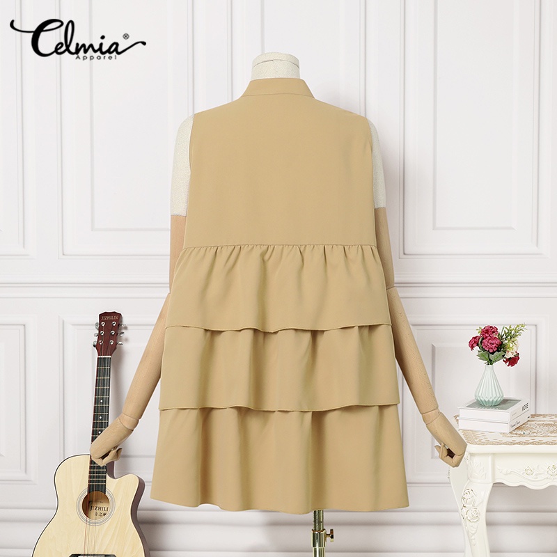 Đầm mini CELMIA dáng chữ A xếp ly không tay thời trang mùa hè cho nữ