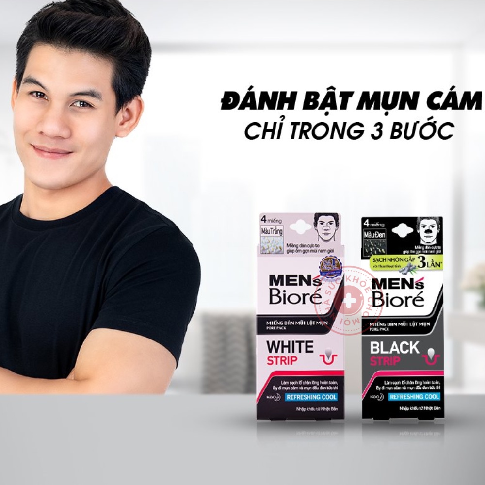 Miếng dán mũi lột mụn Biore dành cho nam đánh bay mụn tức thì sạch nhờn mát lạnh sảng khoái 88441