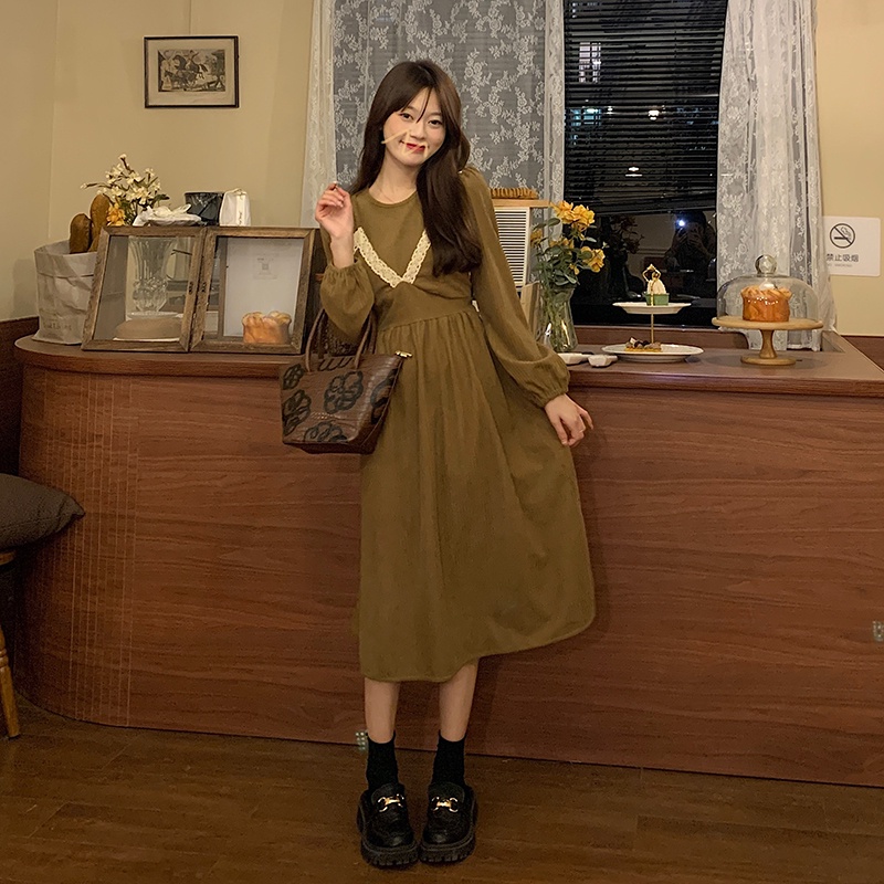 Đầm Nhung Cổ Chữ V Dáng Ôm Thời Trang Retro Xinh Xắn Cho Nữ