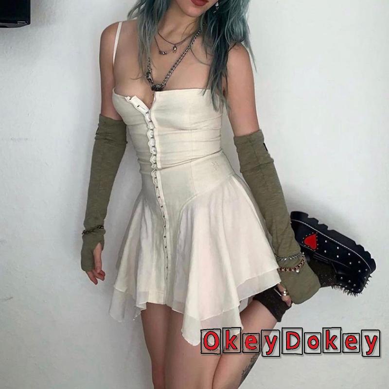 Đầm Mini Kiểu Móc Cắt Xéo Trước Ngực Thần Tiên Quyến Rũ 2K Cho Nữ