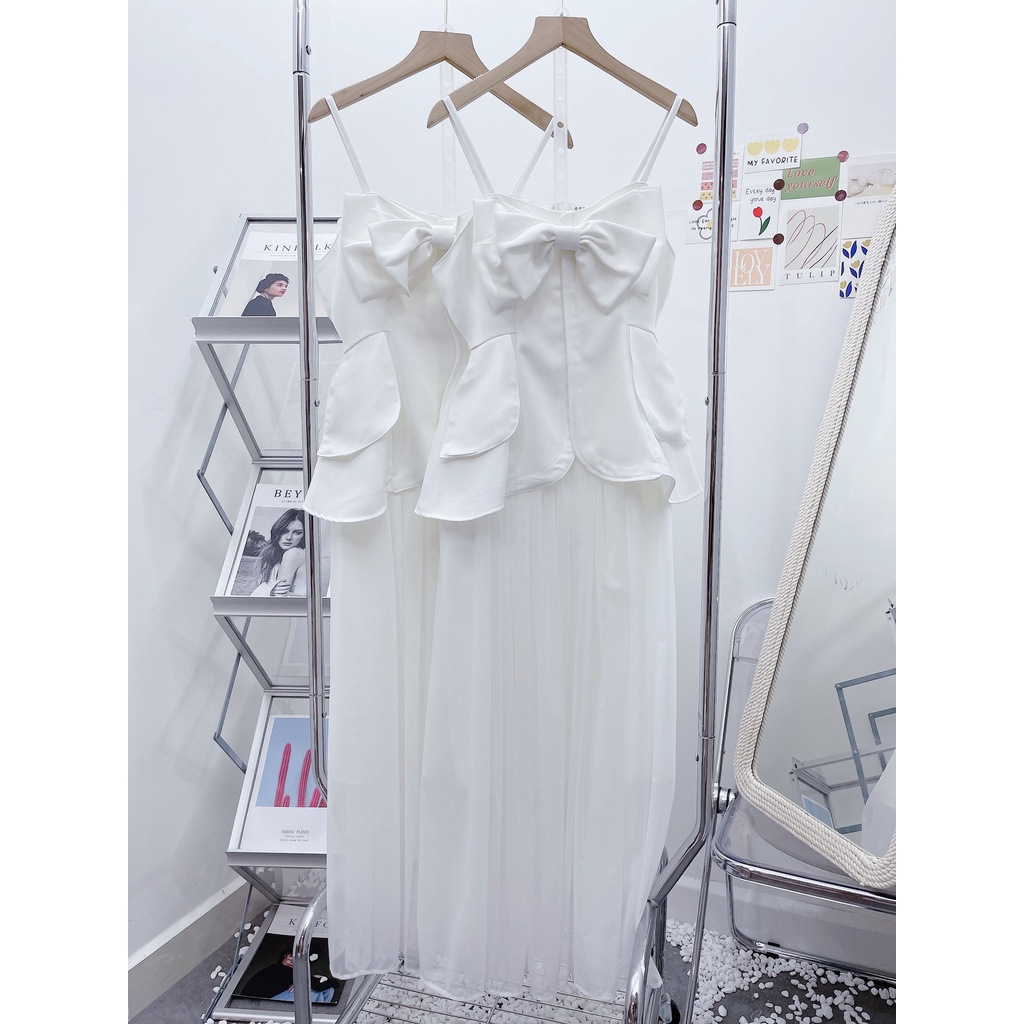 ✔ 𝗙𝗥𝗘𝗘 𝗦𝗛𝗜𝗣  SÉT VÁY PHỐI NƠ TRẮNG THỜI TRANG CÁ TÍNH