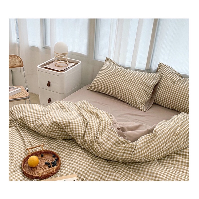 Shinbedding_ Set Vỏ Cotton TC Kẻ Kiểu Dáng Xinh Xắn, Chất Vải Dày Mềm Mát