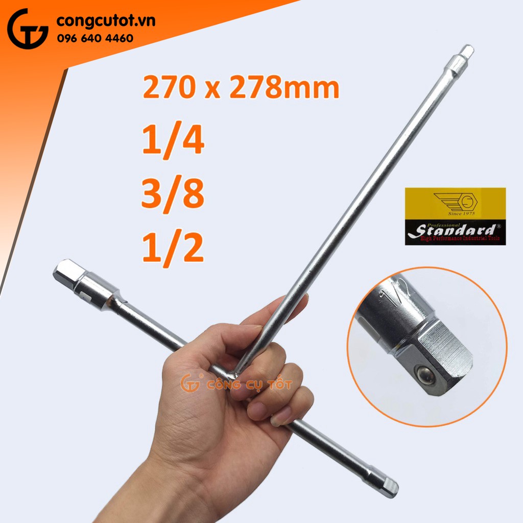 Tay vặn chữ T 3 đầu 1/4 - 3/8 - 1/2 Standard
