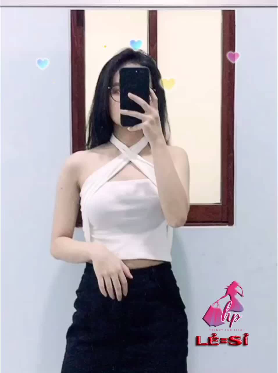 Áo kiểu yếm choàng cổ đan xéo croptop nữ đẹp ôm body hở lưng cực sexy mẫu mới thời trang -A1234 chéo cổ xả | BigBuy360 - bigbuy360.vn