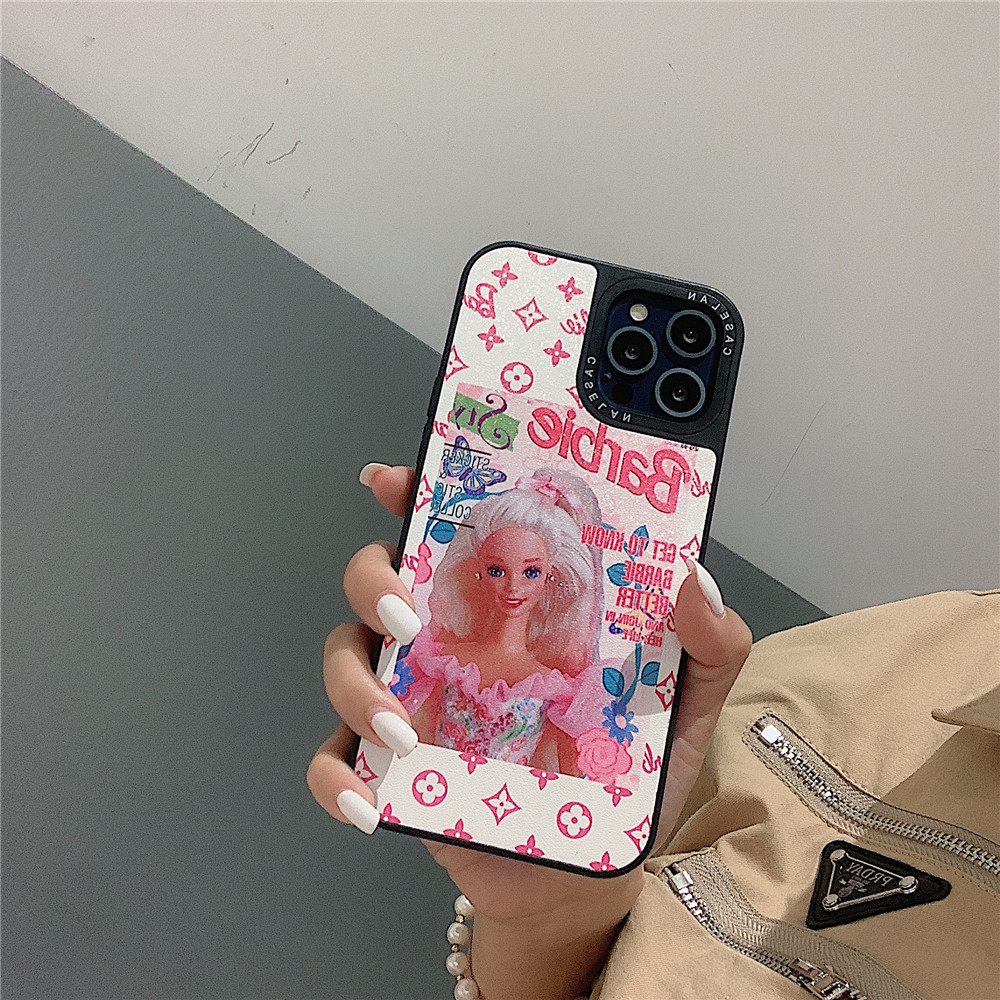 iPhone 12 Mini 11 Pro Max X XR XS Max 8 7 6 6S Plus Straight Side Barbie Doll Pattern Mobile Phone Case