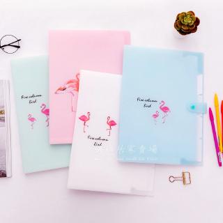 Bìa kẹp hồ sơ 5 ngăn nhiều lớp khổ giấy a4 có in hình con hồng hạc dễ thương