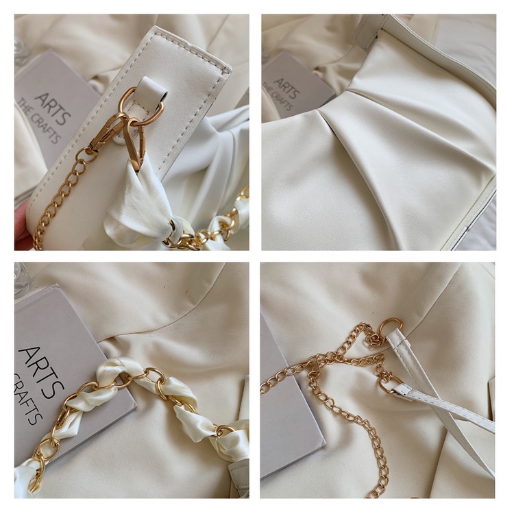 Túi xách nữ đeo chéo, túi kẹp nách dây xích phối nơ tiểu thư sang trọng đi làm đi chơi