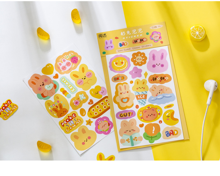 (2 Sheets/pack) Hand-painted Cartoon Stickers, Cute Children's Stickers, DIY Material Decoration Stickers