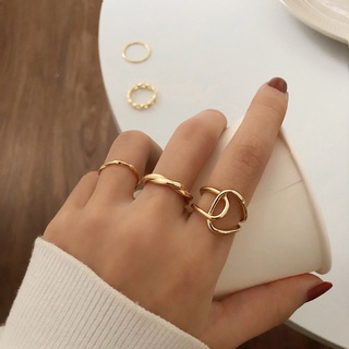 Set nhẫn nữ 5 chiếc, dáng xích hình vô cực, phong cách Vintage N22 Eva Acc