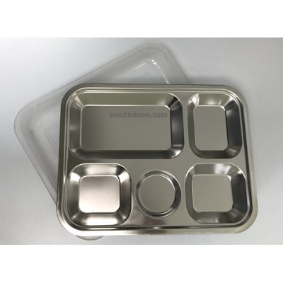 khay cơm inox 5 ngăn cao cấp có nắp