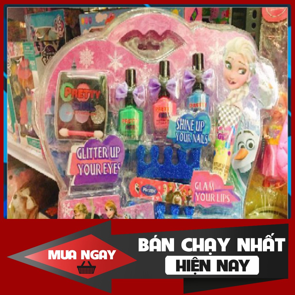 Bộ trang điểm phấn thật sơn móng tay Elsa Barbie (trang điểm và sơn móng tay được như thiệt)