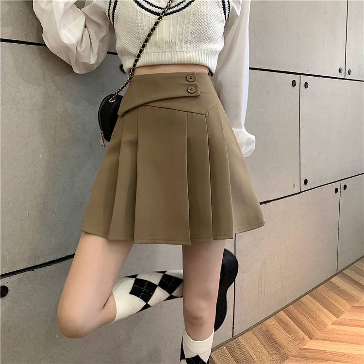 Chân váy xếp li lưng cao thiết kế đơn giản thời trang