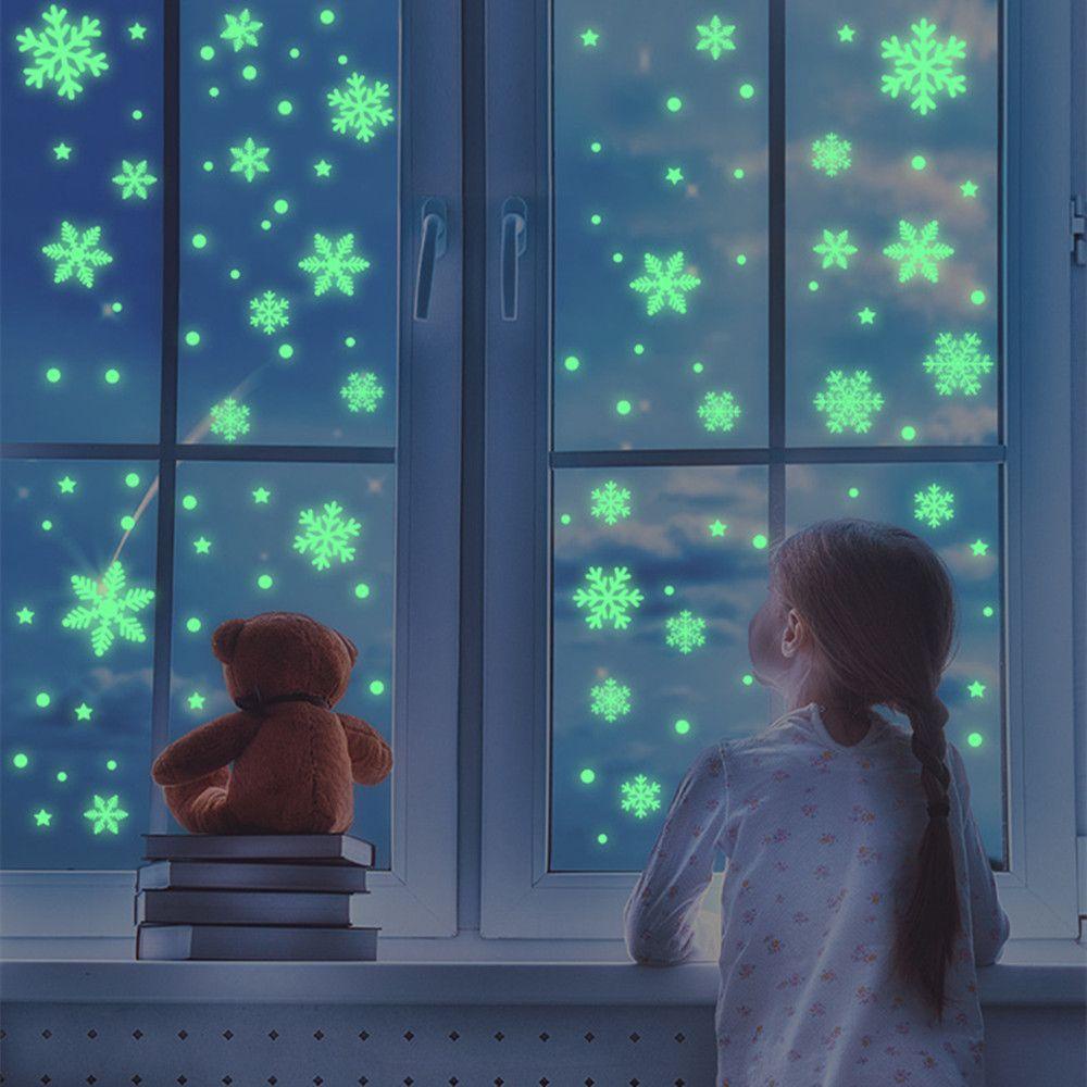 LAKAMIER Túi 50 Miếng Dán Tường Hình Ngôi Sao Dạ Quang Trang Trí Giáng Sinh