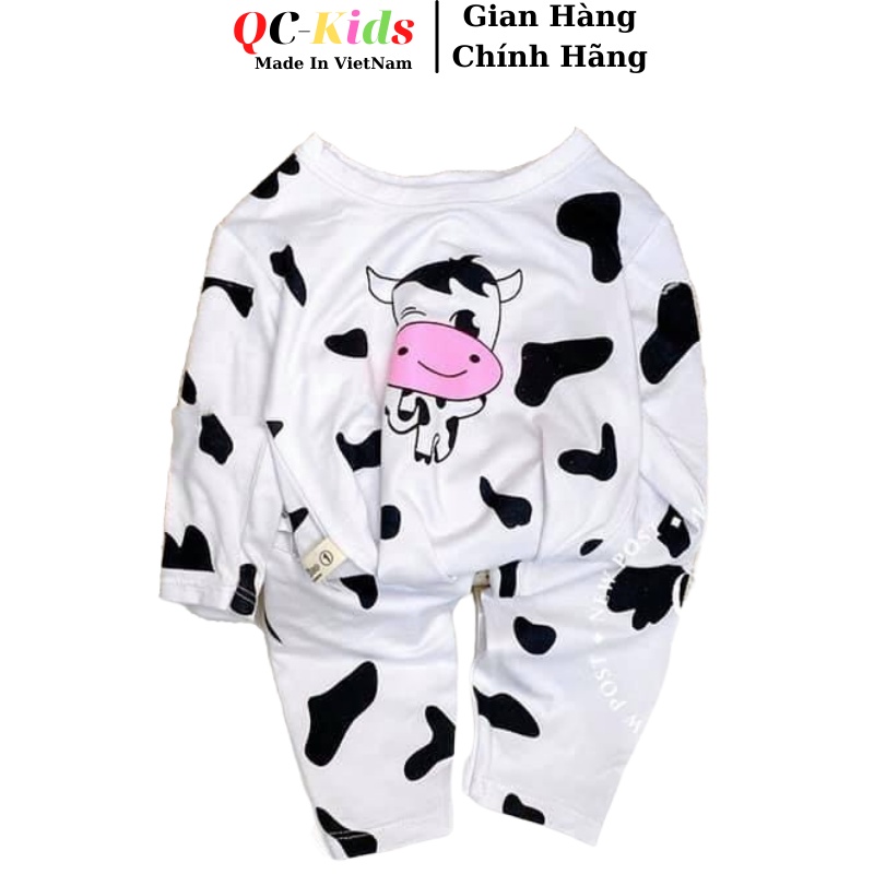 Quần áo trẻ em thu đông 8 đến 18kg, quần áo bé trai, bé gái hình bò sữa chất thun lạnh QC-KIDS