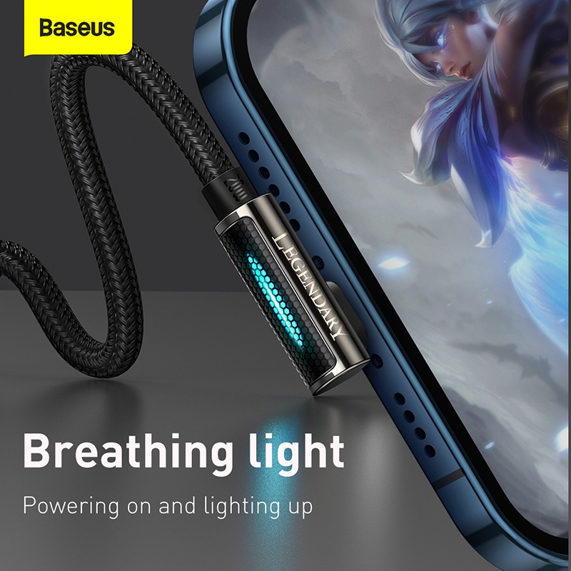 Dây cáp sạc nhanh Baseus PD 20W có đèn LED USB Type C cho iPhone 12 11 Pro Xs Max MacBook iPad Pro