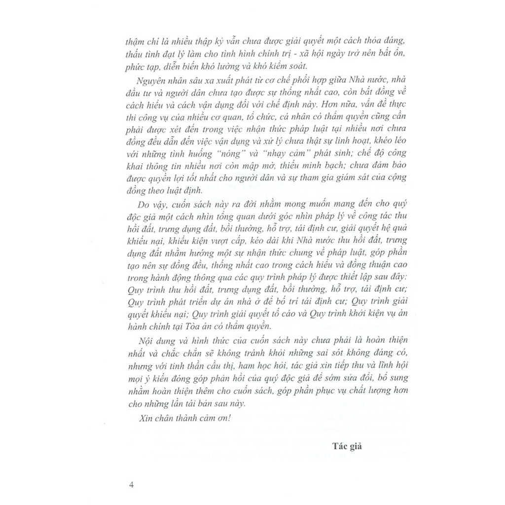 Sách - Quy Trình Pháp Lý Thu Hồi Đất, Trưng Dụng Đất, Bồi Thường, Hỗ Trợ, Tái Định Cư Và Giải Quyết Khiếu Nại, Tố Cáo..)