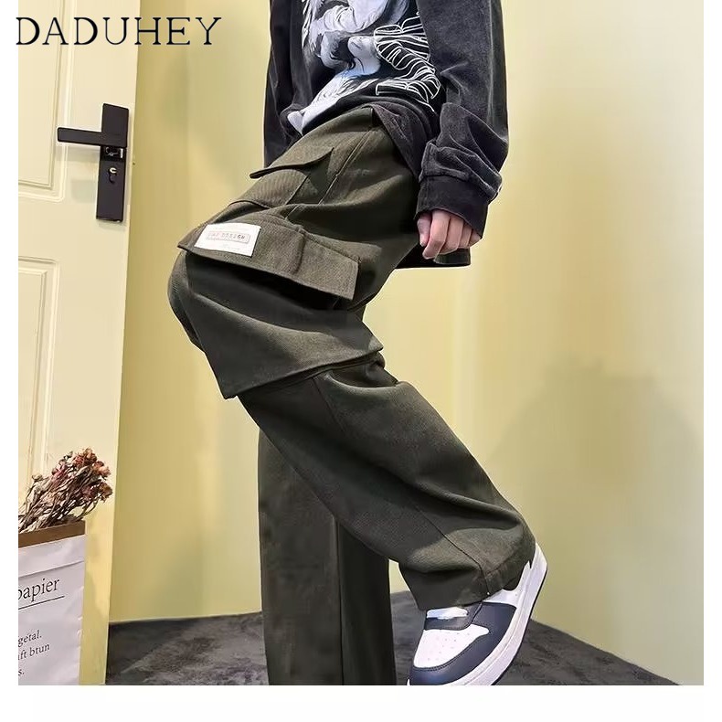 DaDuHey Men's and Women's American High Street Vibe Overalls Hip-Hop Fashionable Brand Loose Straight Casual Pants