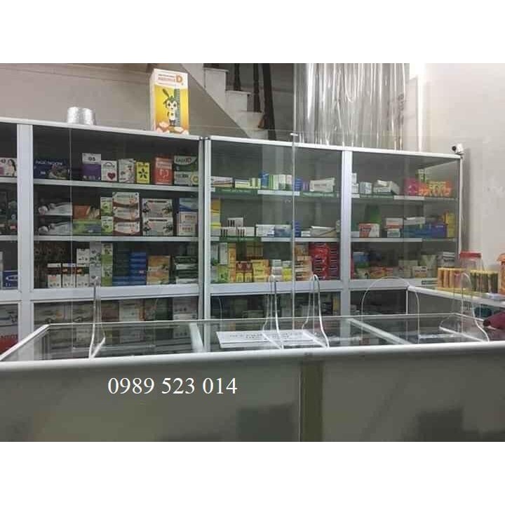 Tấm Chắn Ngăn Giọt Bắn, Che Giọt Bắn,Nước Bọt, Chắn Quầy Thuốc Bằng Mica Kích Thước 60cmx60cm