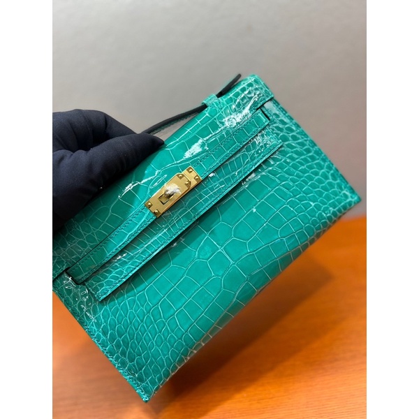 Túi xách nữ thương hiệu Hermes Kelly 22 Vert Jade da cá sấu cao cấp