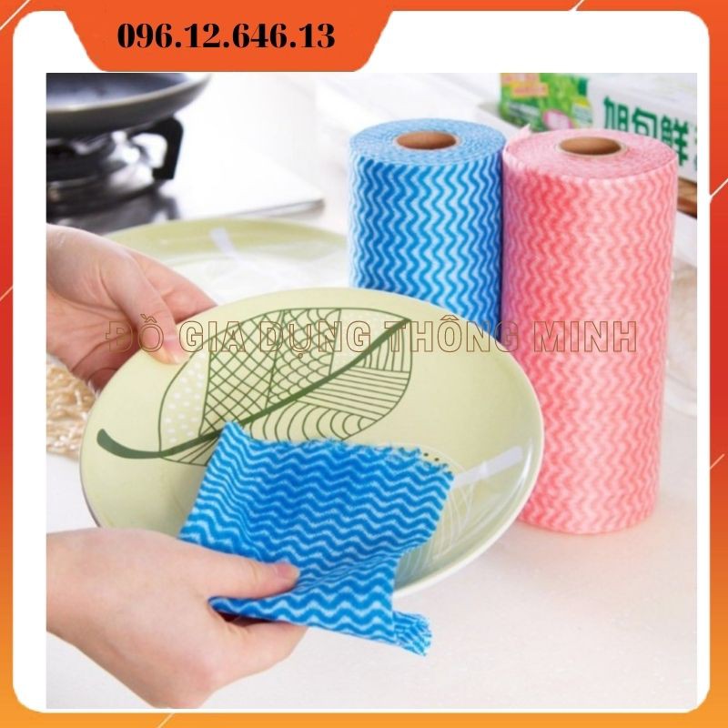 KHĂN LAU ĐA NĂNG 💥ĐỒ GIA DỤNG THÔNG MINH💥, cuộn 50 khăn lau bát dĩa đồ dùng tiện lợi không ra lông, lau mặt bếp, mặt bàn