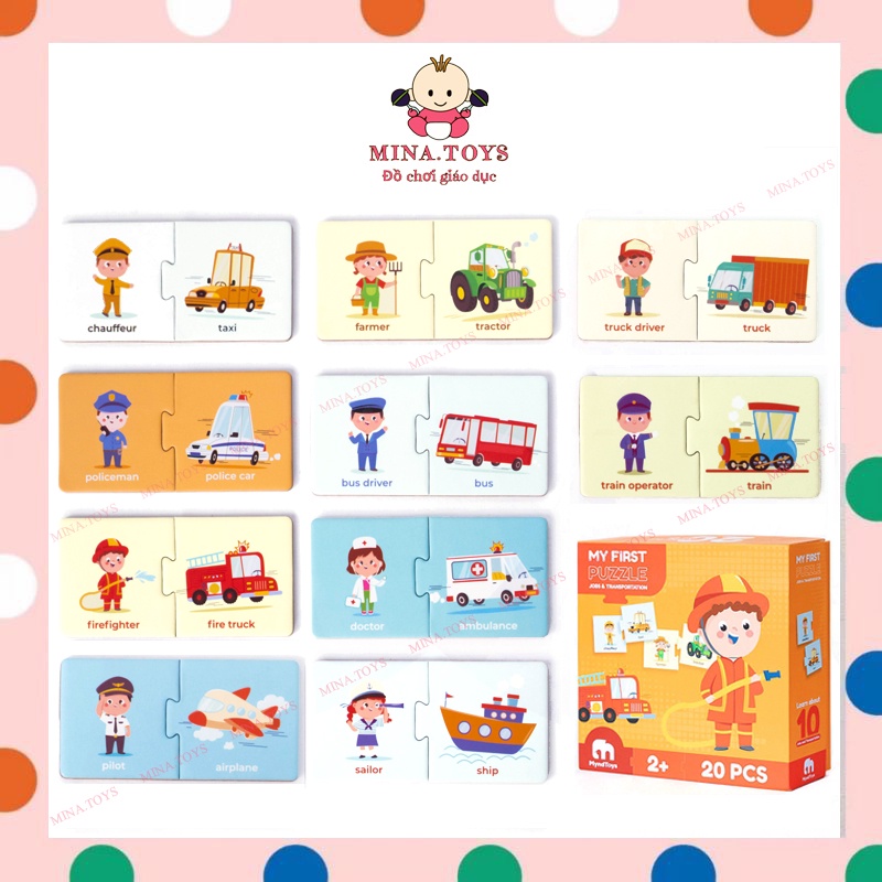 XẾP HÌNH GHÉP CẶP MYNDTOYS - Chủ đề Nghề nghiệp - My First Puzzle – Jobs & Transportation (2+)
