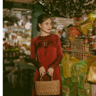 Áo dài cách tân dáng suông 2 tà lụa tây thi cao cấp