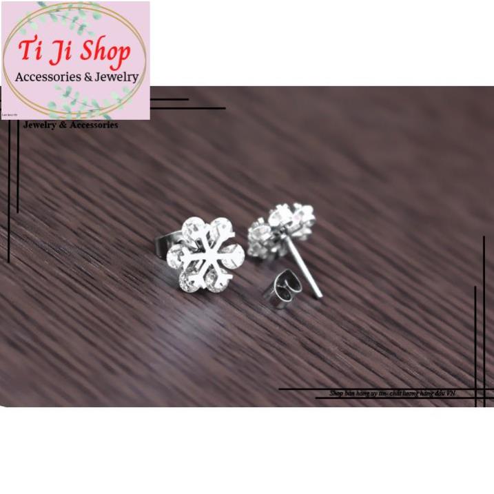 BÔNG TAI NỮ INOX HOA TUYẾT CỰC   ĐẸP GIÁ RẺ - đẹp, không đen